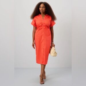 SAUNDERS COLLECTIVE/ Red Ruched Shirt Dress - Sz 14
